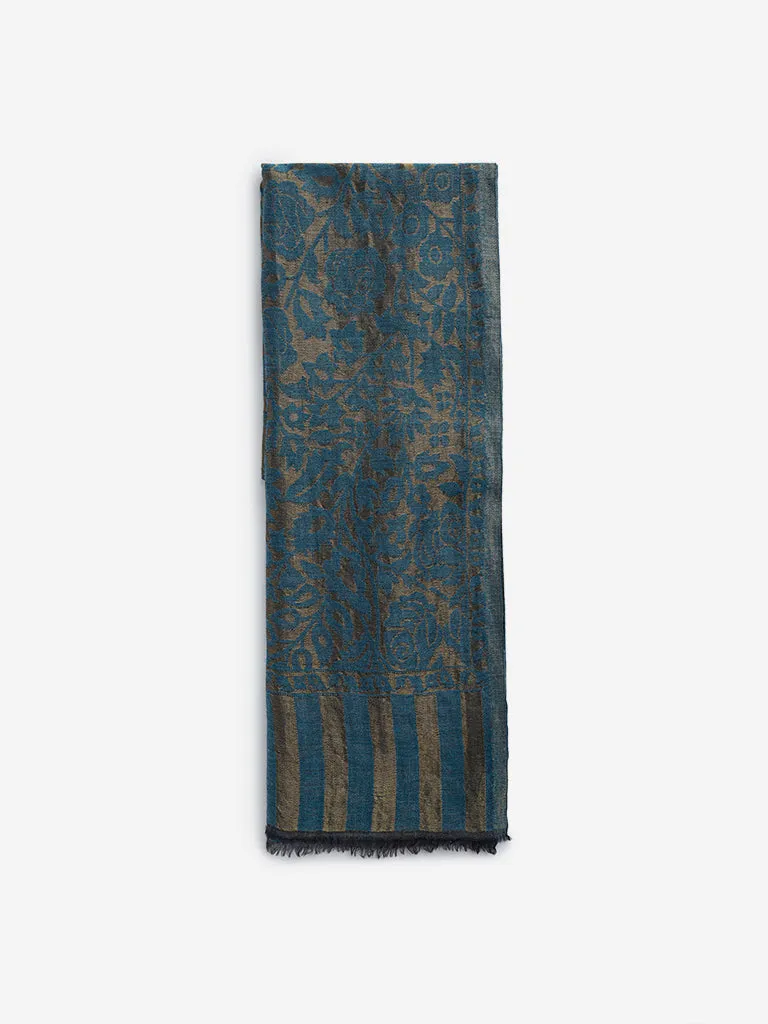 Utsa Blue Jal Embroidered Stole