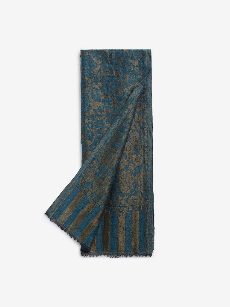 Utsa Blue Jal Embroidered Stole