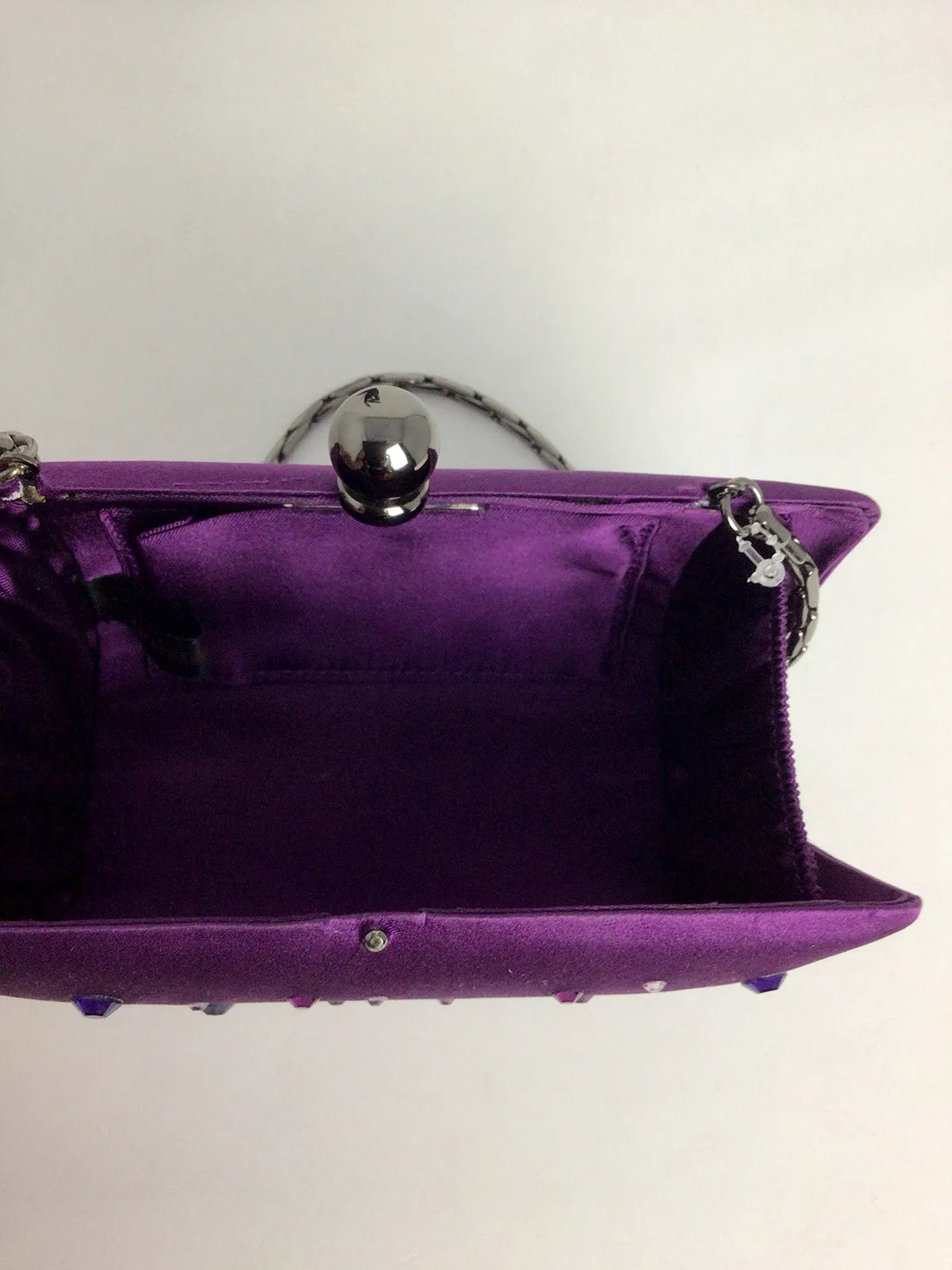 Vintage Inge Christopher Plum Crystal Hard Case Satin Purse