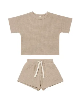 Waffle Tee   Shorts Set – Warm Grey