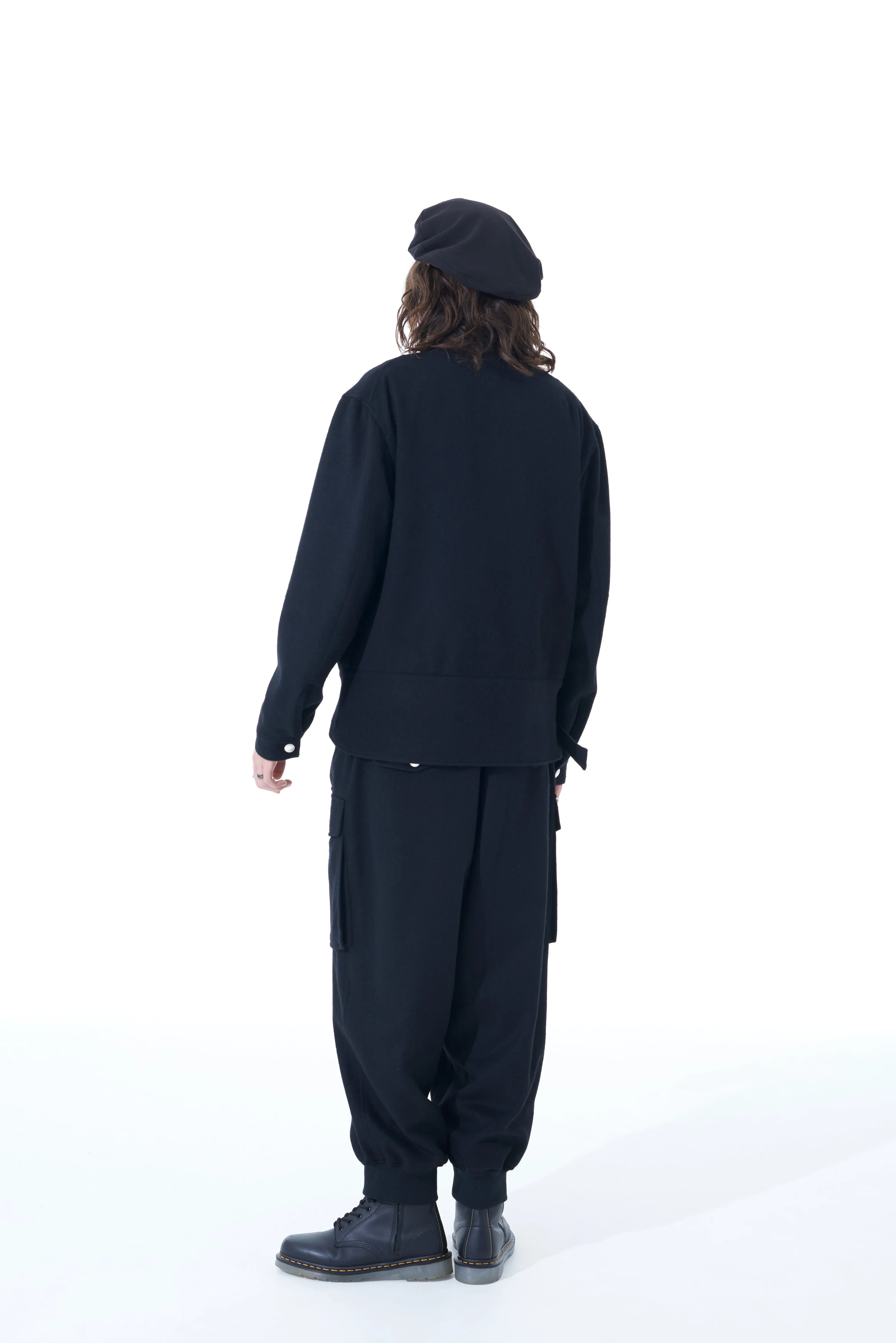 WOOL BEAVER WAIST BUCKLE STAND COLLAR BLOUSON