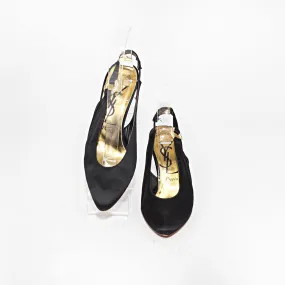 Yves Saint Laurent Black Satin Pumps