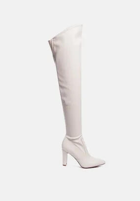 Zade Thigh High Long Boots In Stretch Patent Pu By Ruw